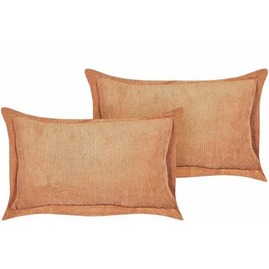 Set aus 2 Orange dekorativen Kissen aus Cord 47 x 27 cm Moderne traditionelle Wohnzimmer Schlafzimmer-Kissen