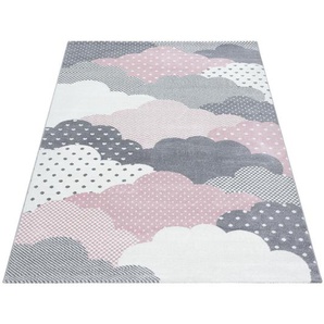 Bennjen Kinderteppich Bambi 820, Pink, Textil, Wolken, rechteckig, 80x150 cm, Oeko-Tex® Standard 100, für Fußbodenheizung geeignet, schmutzabweisend, Hausstauballergiker lichtunempfindlich, antistatisch, pflegeleicht, strapazierfähig, leicht