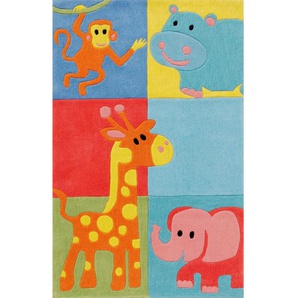 Bennjen Kinderteppich BC Kids, Blau, Gelb, Grün, Mehrfarbig, Textil, Tier, rechteckig, 80x150 cm, Textiles Vertrauen - Oeko-Tex®, für Fußbodenheizung geeignet, Teppiche & Böden, Teppiche, Kinderteppiche