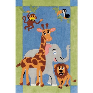 Bennjen Kinderteppich BC Kids, Blau, Grün, Hellblau, Textil, Tier, rechteckig, 150x220 cm, Textiles Vertrauen - Oeko-Tex®, für Fußbodenheizung geeignet, Teppiche & Böden, Teppiche, Kinderteppiche