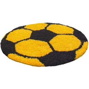 Bennjen Kinderteppich Fun, Gelb, Textil, Fußball, rund, Oeko-Tex® Standard 100, pflegeleicht, Teppiche & Böden, Teppiche, Runde Teppiche