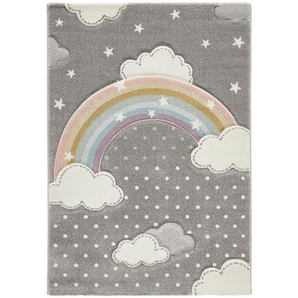 Bennjen Kinderteppich Rainbow, Grau, Textil, Kinder, rechteckig, 120x170 cm, ISO 9001, Bsci, Oeko-Tex® Standard 100, für Fußbodenheizung geeignet, antistatisch, Teppiche & Böden, Teppiche, Kinderteppiche