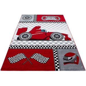 Bennjen Kinderteppich Kids 460, Rot, Textil, Fahrzeuge, rechteckig, 120x170 cm, Oeko-Tex® Standard 100, für Fußbodenheizung geeignet, schmutzabweisend, Hausstauballergiker lichtunempfindlich, antistatisch, pflegeleicht, strapazierfähig, leicht