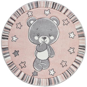 Bennjen Kinderteppich Teddy, Pink, Textil, Bär, rund, ISO 9001, Bsci, Oeko-Tex® Standard 100, strapazierfähig, leicht zusammenrollbar, Teppiche & Böden, Teppiche, Kinderteppiche