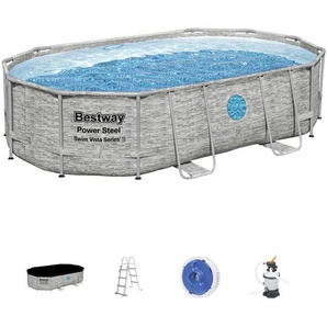 Bestway Pool, Grau, Metall, Kunststoff, 305x107x488 cm, Freizeit, Pools und Wasserspaß, Aufstellpools, Aufstellpools