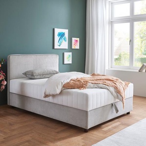 Bett ATLANTIC HOME COLLECTION Corinna Betten Gr. Cord, Liegefläche B/L: 120cm x 200cm H: 97cm, H2, Taschen-Federkernmatratze, grau (hellgrau) Boxbett inkl. Stauraum, Cord, erhältlich in unterschiedlichen Breiten