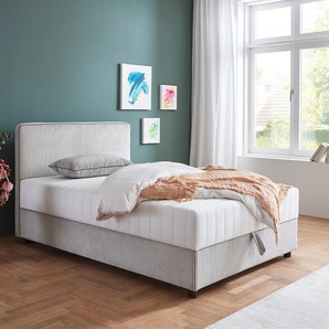 Bett ATLANTIC HOME COLLECTION Corinna Betten Gr. Cord, Liegefläche B/L: 140cm x 200cm H: 97cm, H2, Taschen-Federkernmatratze, grau (hellgrau) Boxbett inkl. Stauraum, Cord, erhältlich in unterschiedlichen Breiten