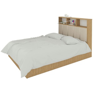 Bett - holzfarben - Materialmix - 125,4 cm - 130 cm | Möbel Kraft