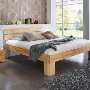 Bett Lucca Komfort, Buche weiß, 90x210 cm, Fußhöhe 25 cm