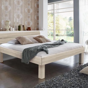 Bett Madrid Komfort, Buche weiß, 100x210 cm, Fußhöhe 30 cm - Bettrahmenhöhe 46 cm