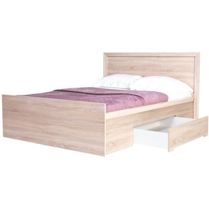 Bett mit Schubkästen  PAOLA P10 - 160 -  Schokolade Sonoma Eiche (Matratze-140cm)