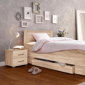 Bett PRIESS Husum Schlafzimmer Jugendzimmer Rahmenbett, braun (struktureichefarben hell), B:110cm H:85cm L:208cm, Betten, Bettgestell Jugendbett, mit Komforthöhe verschiedene Ausführungen hochwertige Premium Qualität