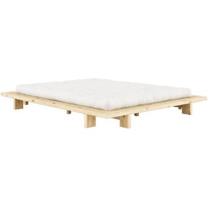 Bettgestell KARUP DESIGN JAPAN BED Bodenbett, Holzrahmen, Futonbett, Jugendbett, Holzbett Betten Gr. Liegefläche B/L: 160cm x 200cm H: 20cm, kein Härtegrad, braun (kiefer natur unbehandlet) Massivholzbett mit Lattenrost, Kiefer massiv, Doppelbett ohne