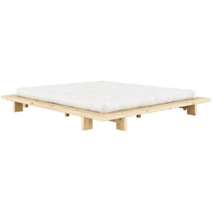 Bettgestell KARUP DESIGN JAPAN BED Bodenbett, Holzrahmen, Futonbett, Jugendbett, Holzbett Betten Gr. Liegefläche B/L: 180cm x 200cm H: 20cm, kein Härtegrad, braun (kiefer natur unbehandlet) Massivholzbett mit Lattenrost, Kiefer massiv, Doppelbett ohne