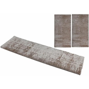 Bettumrandung HOME AFFAIRE Malin Gr. B/L (Brücke): 80 cm x 150 cm (2 St.) B/L (Läufer): 80 cm x 300 cm (1 St.), rechteckig, beige (sand) Bettumrandungen Hochflor, Shaggy, Uni-Farben, leichter glanz, Microfaser, Pflegeleicht