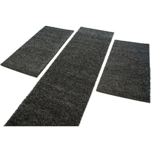 Bettumrandung Shaggi uni 500 Carpet City, Höhe 30 mm, (3-tlg), Shaggy Bettvorleger, Uni-Farben, Läuferset Langflor, Weich