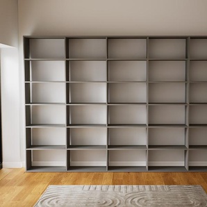 Bibliotheksregal Grau - Individuelles Regal für Bibliothek: Einzigartiges Design - 375 x 232 x 34 cm, konfigurierbar