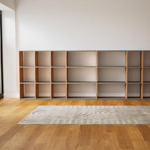 Bibliotheksregal Grau - Individuelles Regal für Bibliothek: Einzigartiges Design - 382 x 117 x 34 cm, konfigurierbar