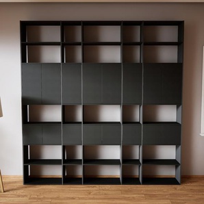 Bibliotheksregal Schwarz - Individuelles Regal für Bibliothek: Türen in Schwarz - 303 x 310 x 34 cm, konfigurierbar