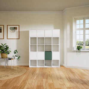 Bücherregal Weiß - Modernes Regal für Bücher: Türen in Weiß - 156 x 194 x 47 cm, Individuell konfigurierbar