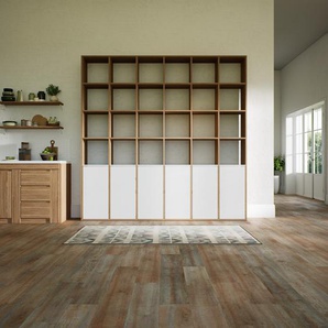Bücherregal Weiß - Modernes Regal für Bücher: Türen in Weiß - 233 x 232 x 34 cm, Individuell konfigurierbar