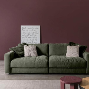 Big-Sofa BETYPE Be Comfy Sofas Gr. B/H/T: 264 cm x 84 cm x 126 cm, Breitcord, 264 cm x 126 cm (B x T), ohne Sitztiefenverstellung, grün (mayfly) XXL Sofas legerer Sitzkomfort, wahlweise mit manueller Sitztiefenverstellung