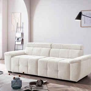 Big-Sofa EXXPO - SOFA FASHION Exxpo MAVERICK, weicher Bezugstoff, hoher Sitzkomfort Sofas Gr. B/H/T: 240cm x 80cm x 107cm, Struktur weich, beige inkl. verstellbare Kopfstützen, aufwendige Detailverarbeitung