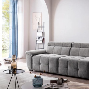 Big-Sofa EXXPO - SOFA FASHION Exxpo MAVERICK, weicher Bezugstoff, hoher Sitzkomfort Sofas Gr. B/H/T: 240cm x 80cm x 107cm, Struktur weich, grau (dark grey) inkl. verstellbare Kopfstützen, aufwendige Detailverarbeitung