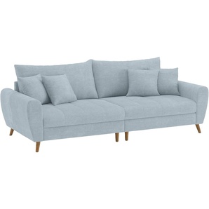 Big-Sofa HOME AFFAIRE Blackburn II Sofas Gr. B/H/T: 260cm x 71cm x 108cm, Cord, blau (stripes 8624 blue grey) Wahlweise mit Kaltschaumpolsterung bis 140 kg belastbar