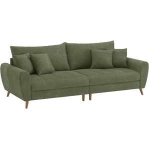 Big-Sofa HOME AFFAIRE Blackburn II Sofas Gr. B/H/T: 260cm x 71cm x 108cm, Cord, grün (stripes 8641 green) Wahlweise mit Kaltschaumpolsterung bis 140 kg belastbar