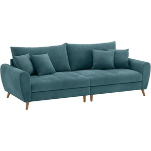 Big-Sofa HOME AFFAIRE Blackburn II Sofas Gr. B/H/T: 260cm x 71cm x 108cm, Microfaser, blau (memphis 13 petrol) Mit Kaltschaumpolsterung bis 140 kg belastbar