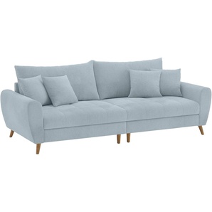 Big-Sofa HOME AFFAIRE Blackburn II Sofas Gr. B/H/T: 260cm x 71cm x 108cm, Microfaser, blau (novaclean avanti 14 blue grey) Wahlweise mit Kaltschaumpolsterung bis 140 kg belastbar