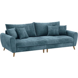 Big-Sofa HOME AFFAIRE Blackburn II Sofas Gr. B/H/T: 260cm x 71cm x 108cm, Velours, blau (dolce 13 ocean) Wahlweise mit Kaltschaumpolsterung bis 140 kg belastbar