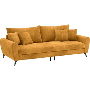 Big-Sofa HOME AFFAIRE Blackburn II Sofas Gr. B/H/T: 260cm x 71cm x 108cm, Velours, orange (dolce 9 curry) Wahlweise mit Kaltschaumpolsterung bis 140 kg belastbar