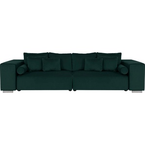 Big-Sofa INOSIGN Aliya Sofas Gr. B/H/T: 290cm x 80cm x 110cm, Samtoptik, blau (petrol) incl. Bettfunktion und Bettkasten, Breite 290 cm,incl. Zierkissen