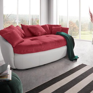 Big-Sofa INOSIGN Aruba, rot (bordeaux, weiß), B:238cm H:79cm T:140cm, Luxus-Microfaser (100% Polyester); Microfaser-Feinstruktur (pflegeleichte Microfaser, mit feiner Struktur, 100% Polyester), Sofas, grosszügiges, gemütliches Megasofa XXL