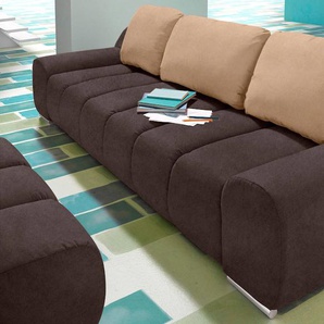 Big-Sofa INOSIGN Bono Sofas Gr. B/H/T: 266cm x 90cm x 102cm, Luxus-Microfaser ALTARA NUBUCK, mit Bettfunktion, braun (dunkelbraun/caramel)