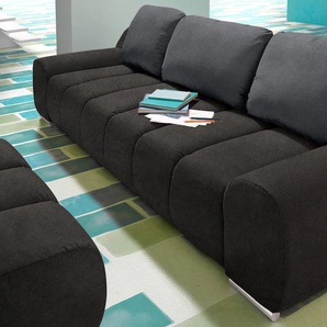 Big-Sofa INOSIGN Bono Sofas Gr. B/H/T: 266cm x 90cm x 102cm, Luxus-Microfaser ALTARA NUBUCK, mit Bettfunktion, schwarz (schwarz/grau)