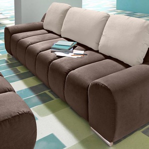 Big-Sofa INOSIGN Bono Sofas Gr. B/H/T: 266cm x 90cm x 102cm, Luxus-Microfaser ALTARA NUBUCK, ohne Bettfunktion, orange (dunkelbraun/creme)