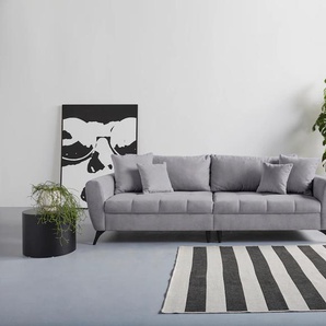 Big-Sofa INOSIGN Lörby Sofas Gr. B/H/T: 264cm x 90cm x 107cm, Luxus-Microfaser weich, Luxus Microfaser weich, grau auch mit Aqua clean-Bezug, feine Steppung im Sitzbereich, lose Kissen