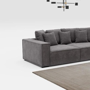 Big-Sofa INOSIGN Surf Sofas Gr. B/H/T: 244cm x 83cm x 117cm, Cord, grau (anthrazit) mit 7 Kissen, gemütlicher Sitzkomfort