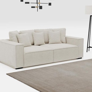 Big-Sofa INOSIGN Surf Sofas Gr. B/H/T: 244cm x 83cm x 117cm, Cord, weiß (ivory) mit 7 Kissen, gemütlicher Sitzkomfort