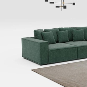 Big-Sofa INOSIGN Surf Sofas Gr. B/H/T: 244cm x 83cm x 117cm, Struktur fein, grün (racing green) mit 7 Kissen, gemütlicher Sitzkomfort