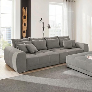 Big-Sofa JOCKENHÖFER GRUPPE Moldau Sofas Gr. B/H/T: 306cm x 83cm x 134cm, Feincord, grau Inklusive loser Rücken- und Zierkissen, frei im Raum stellbar