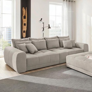 Big-Sofa JOCKENHÖFER GRUPPE Moldau Sofas Gr. B/H/T: 306cm x 83cm x 134cm, Feincord, grau (mittelgrau) Inklusive loser Rücken- und Zierkissen, frei im Raum stellbar