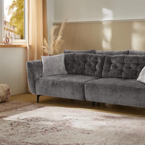 Big-Sofa JOCKENHÖFER GRUPPE Spa, im Retrolook mit Wellenfederung Sofas Gr. B/T: 251cm x 110cm, Chenille, grau und frei im Raum stellbar, inkl. 7 Kissen Bestseller