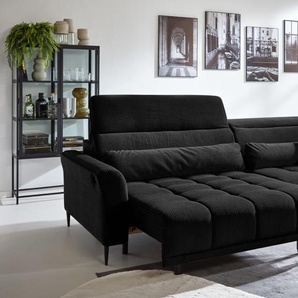 Big Sofa Logan, schwarz, inkl. XXL elektrischer Sitztiefenverstellung links