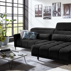 Big Sofa II Logan, schwarz, inkl. XXL elektrischer Sitztiefenverstellung rechts