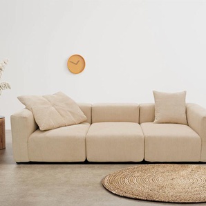 Big-Sofa RAUM.ID Gerrid Sofas Gr. B/H/T: 301 cm x 69 cm x 108 cm, Cord, beige (creme) XXL Sofas Cord-Bezug, bestehend aus Modulen: 2 Eck- und ein Mittelelement