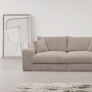 Big-Sofa WERK2 Rozzana Sofas Gr. B/H/T: 246cm x 82cm x 105cm, Breitcord, Breitcord Ambience, grau (taupe) mit losen Rückenkissen